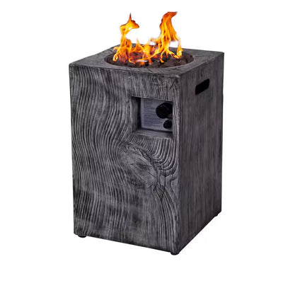 Propane Fire Pit Built for Outdoor Warmth, 30000 BTU Column Design, Electronic Ignition, Wood-Look Surface