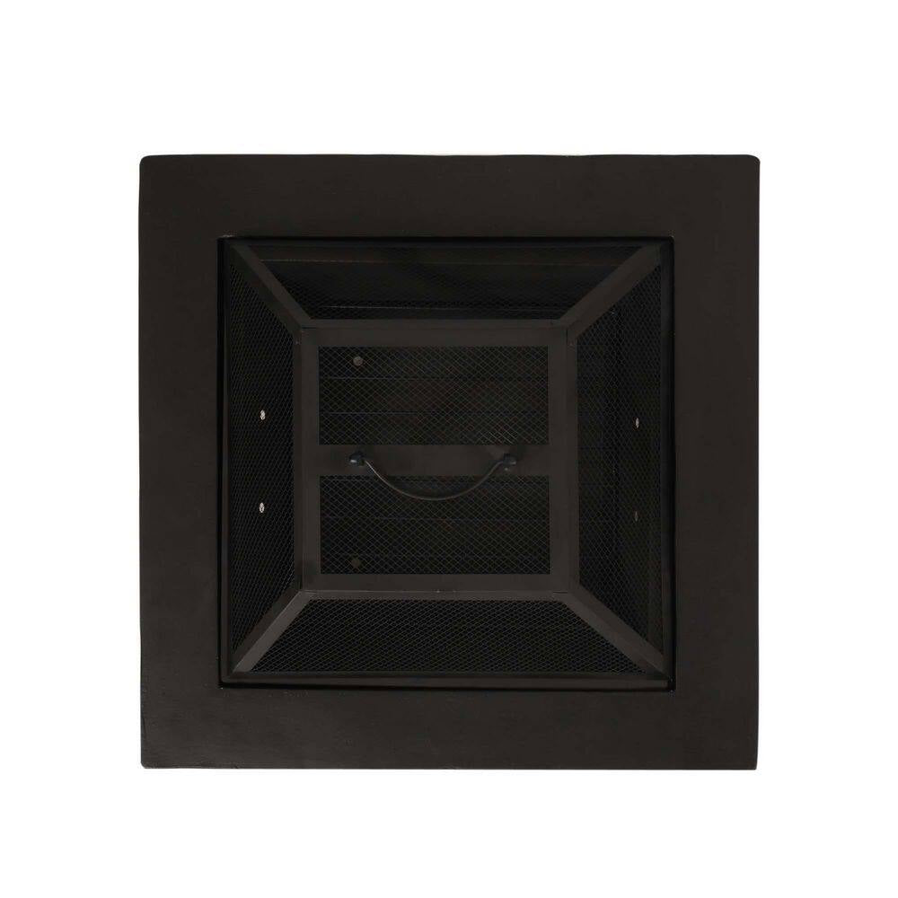 29 In. W X 17.2 In. H Square Wood Burning Outdoor Fire Pit in Grey