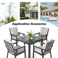 Black 5-Piece Aluminum Outdoor Dining Set with Gray Cushion