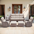 Luxury 6 Pieces Outdoor Patio Furniture Set with Swivel Rocker Chairs 6-Inch Extra Thick Cushions,Sofa Coffee Table,Wicker Conversation Sets for Porch Deck Backyard Poolside