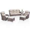 Luxury 6 Pieces Outdoor Patio Furniture Set with Swivel Rocker Chairs 6-Inch Extra Thick Cushions,Sofa Coffee Table,Wicker Conversation Sets for Porch Deck Backyard Poolside