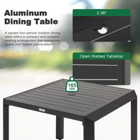 Black 5-Piece Aluminum Outdoor Dining Set with Gray Cushion