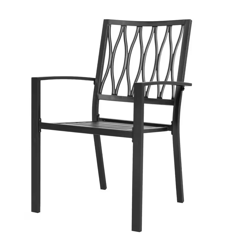 7-Piece Black Iron Outdoor Dining Set