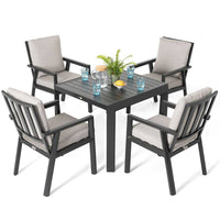 Black 5-Piece Aluminum Outdoor Dining Set with Gray Cushion