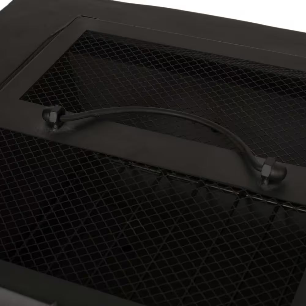 29 In. W X 17.2 In. H Square Wood Burning Outdoor Fire Pit in Grey