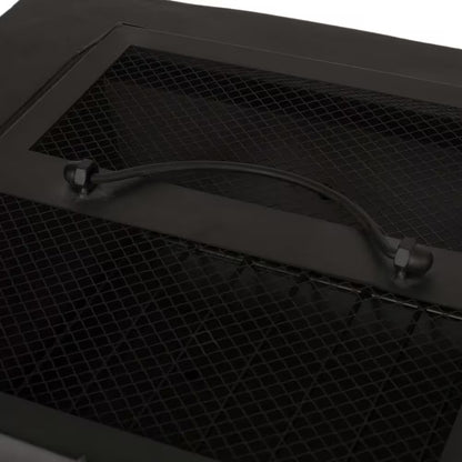 29 In. W X 17.2 In. H Square Wood Burning Outdoor Fire Pit in Grey
