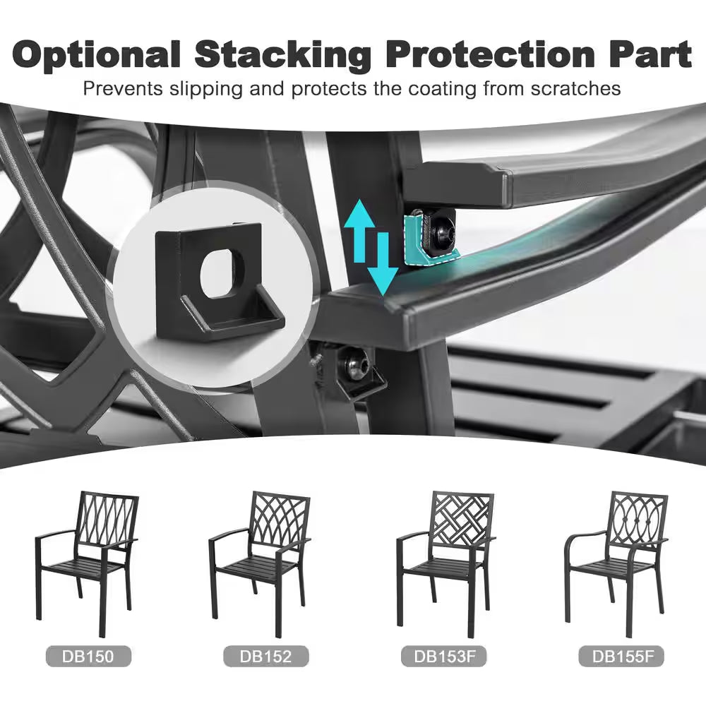 7-Piece Black Iron Outdoor Dining Set