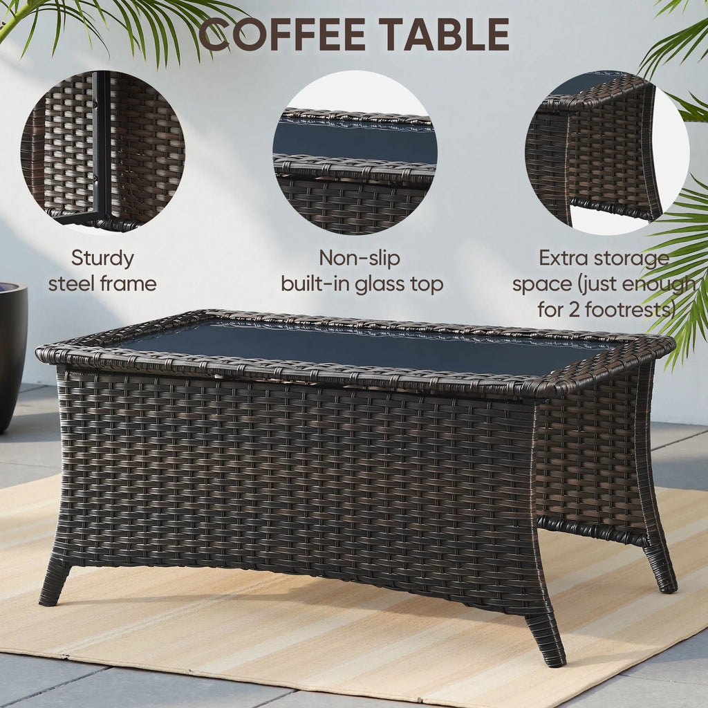Luxury 6 Pieces Outdoor Patio Furniture Set with Swivel Rocker Chairs 6-Inch Extra Thick Cushions,Sofa Coffee Table,Wicker Conversation Sets for Porch Deck Backyard Poolside