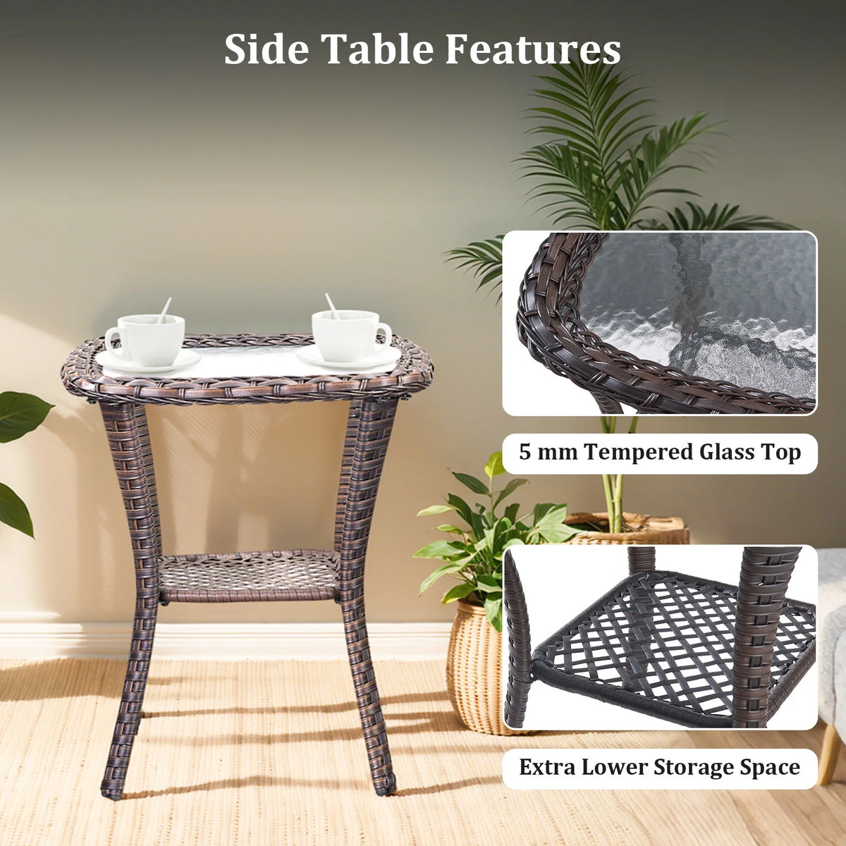 Luxury 6 Pieces Outdoor Patio Furniture Set with Swivel Rocker Chairs 6-Inch Extra Thick Cushions,Sofa Coffee Table,Wicker Conversation Sets for Porch Deck Backyard Poolside
