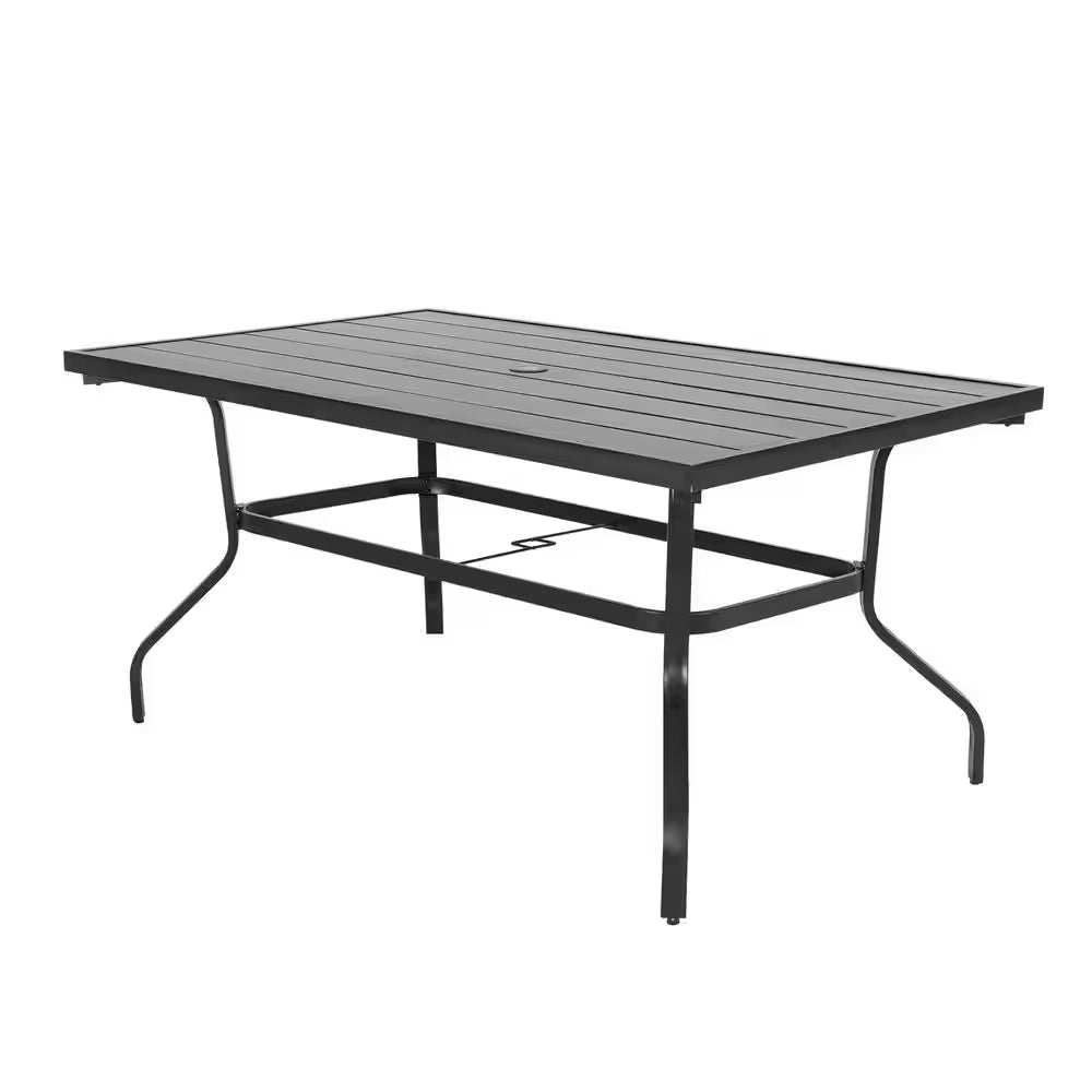 7-Piece Black Iron Outdoor Dining Set