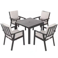 Black 5-Piece Aluminum Outdoor Dining Set with Gray Cushion
