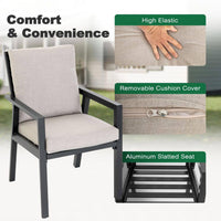 Black 5-Piece Aluminum Outdoor Dining Set with Gray Cushion